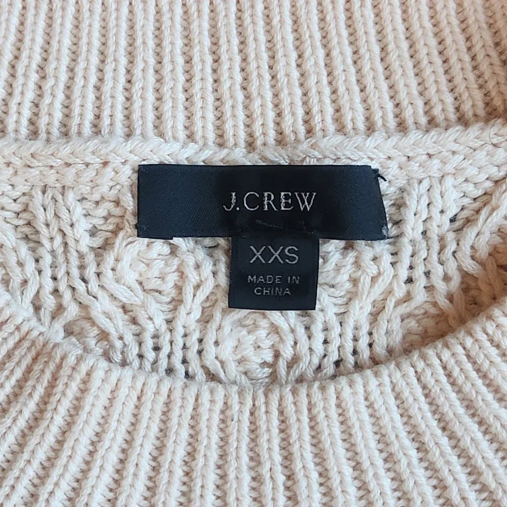 NWOT J. Crew Cotton Cashmere Cable Knit Pullover in Palest Peach RUNS BIG